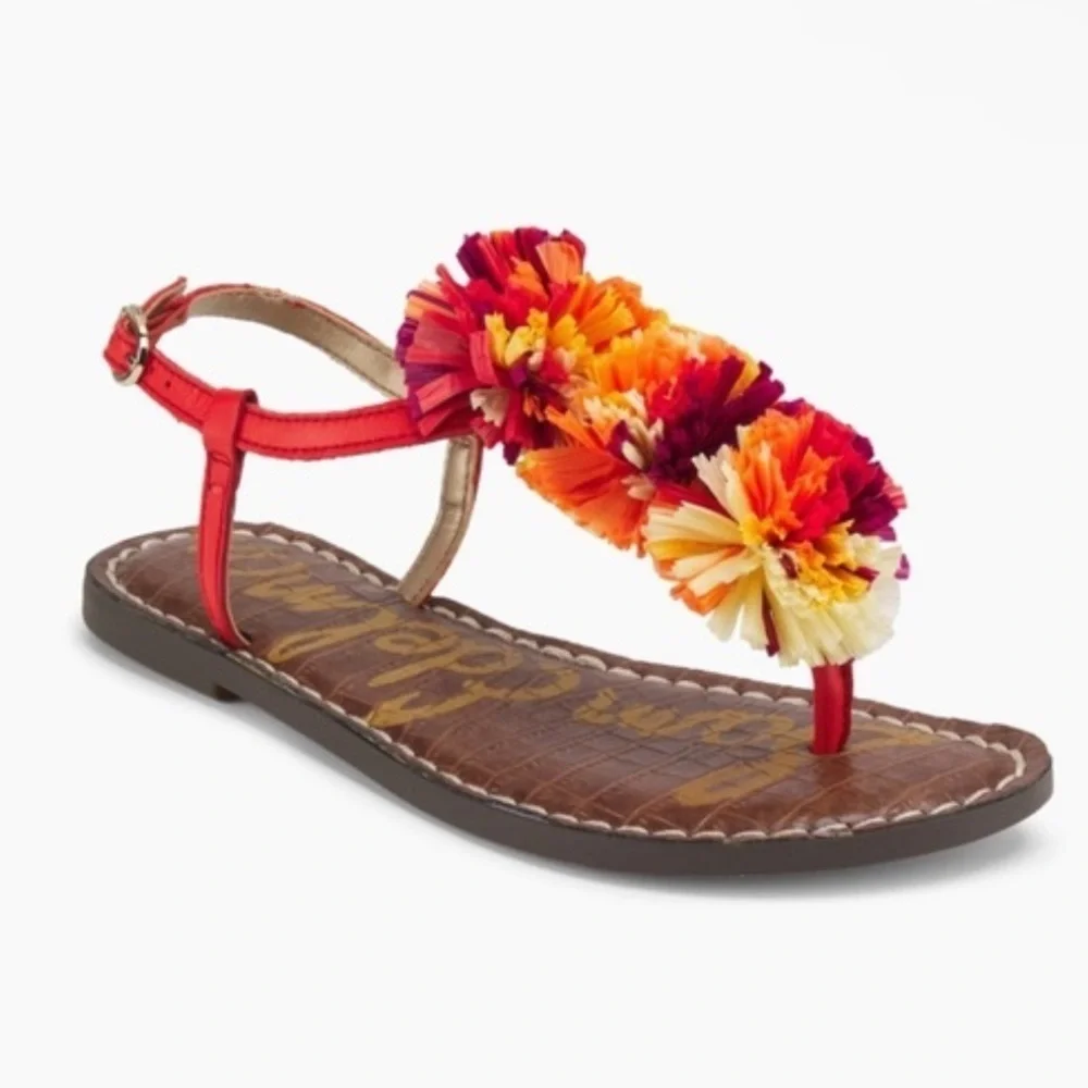 Sam Edelman brown red yellow gillie sandal size 12 girls new
